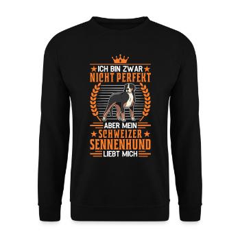 Großer Schweizer Sennenhund - Unisex Pullover - Schwarz - Vorne - Alina (178cm) & Michal (187cm)