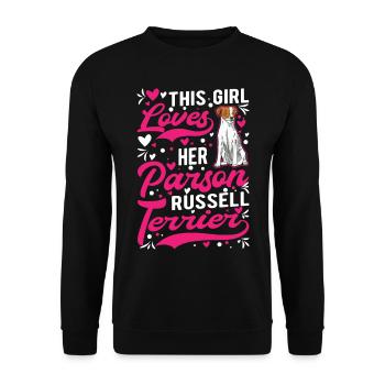 Cette fille aime son Parson Russell Terrier - Sweat-shirt Unisexe - noir - Devant - Alina (178cm) & Michal (187cm)