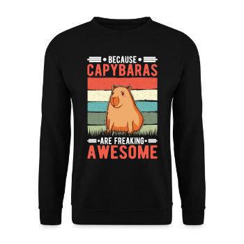Because Capybaras are freaking awesome - Unisex Pullover - Schwarz - Vorne - Alina (178cm) & Michal (187cm)