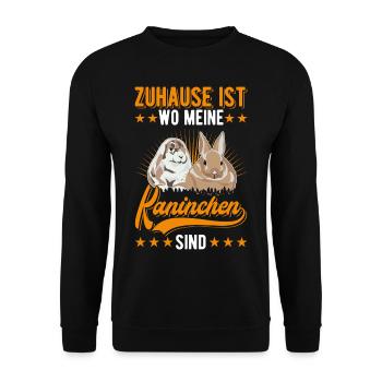 Zuhause ist wo meine Kaninchen sind Hase Kaninchen - Unisex Pullover - Schwarz - Vorne - Alina (178cm) & Michal (187cm)
