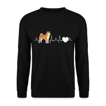Shiba Inu Herzschlag Akita Inu - Unisex Pullover - Schwarz - Vorne - Alina (178cm) & Michal (187cm)