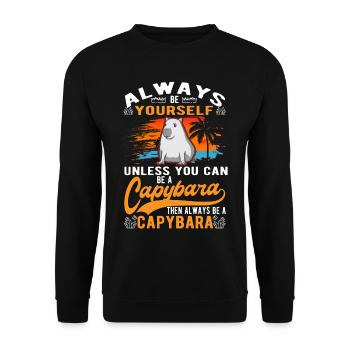Capybara Wasserschwein Capibara - Unisex Pullover - Schwarz - Vorne - Alina (178cm) & Michal (187cm)