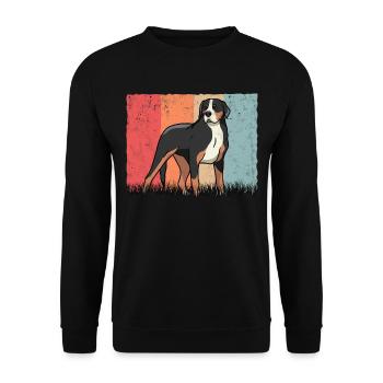 Grand chien de montagne suisse rétro - Sweat-shirt Unisexe - noir - Devant - Alina (178cm) & Michal (187cm)