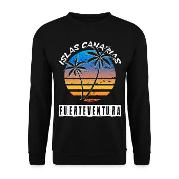 Fuerteventura Sommer Sonne Strand Meer Palmen - Unisex Pullover - Schwarz - Vorne - Alina (178cm) & Michal (187cm)