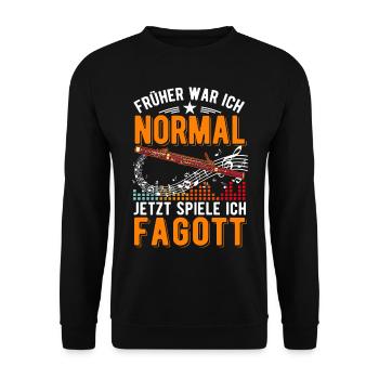 Früher war ich normal Jetzt spiele ich Fagott - Unisex Pullover - Schwarz - Vorne - Alina (178cm) & Michal (187cm)