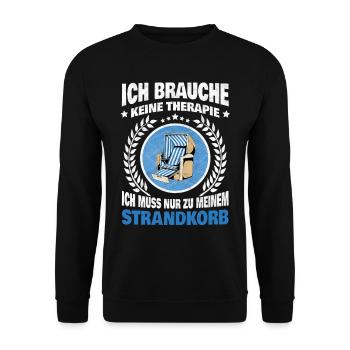 Strandkorb Therapie Spruch Strand Ostsee Nordsee - Unisex Pullover - Schwarz - Vorne - Alina (178cm) & Michal (187cm)
