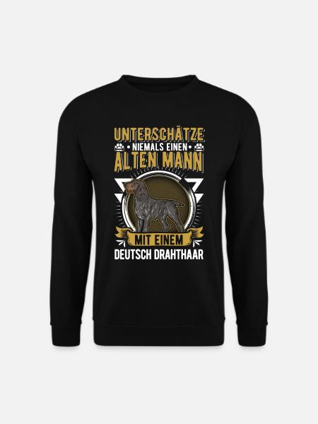 Deutsch Drahthaar Alter Mann German Wirehaired - Unisex Pullover - Schwarz