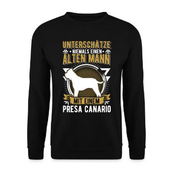 Presa Canario Alter Mann Dogo Canario - Unisex Pullover - Schwarz - Vorne - Alina (178cm) & Michal (187cm)