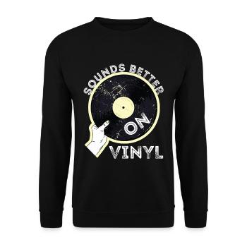 Old School Turntable DJ Sounds Better On Vinyl - Unisex Pullover - Schwarz - Vorne - Alina (178cm) & Michal (187cm)