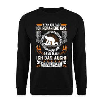 Fliesenleger 6 Monate Mosaikleger Plattenleger - Unisex Pullover - Schwarz - Vorne - Alina (178cm) & Michal (187cm)