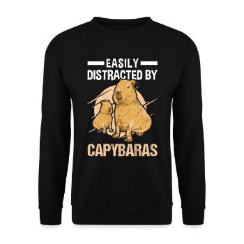 Easily distracted by Capybaras Wasserschwein - Unisex Pullover - Schwarz - Vorne - Alina (178cm) & Michal (187cm)