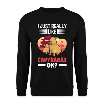 I just really like Capybaras capybara - Unisex Sweatshirt - black - Front - Alina (178cm) & Michal (187cm)