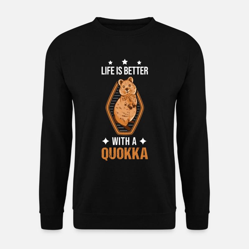 Life is better with a Quokka Kurzschwanzkänguru - Unisex Pullover - Schwarz