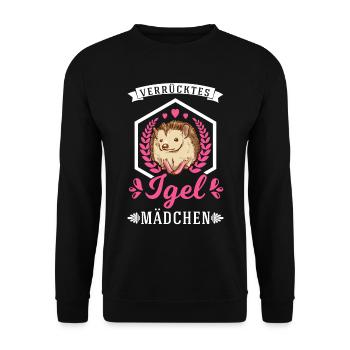 Verrücktes Igel Mädchen Stacheligel - Unisex Pullover - Schwarz - Vorne - Alina (178cm) & Michal (187cm)