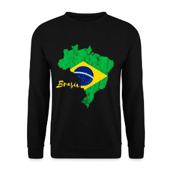 Brasil Karte Brasilianische Flagge Brasilien Reise - Unisex Pullover - Schwarz - Vorne - Alina (178cm) & Michal (187cm)