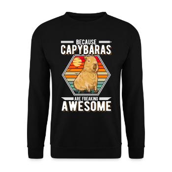 Because Capybaras are freaking awesome - Unisex Pullover - Schwarz - Vorne - Alina (178cm) & Michal (187cm)