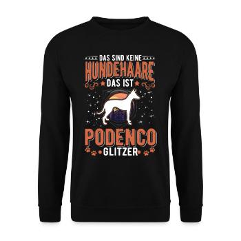 Podenco Glitzer Windhund Ibizan Hound - Unisex Pullover - Schwarz - Vorne - Alina (178cm) & Michal (187cm)