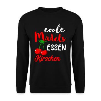 Coole Mädels Essen Kirschen Obst Frucht Süße Cherr - Unisex Pullover - Schwarz - Vorne - Alina (178cm) & Michal (187cm)