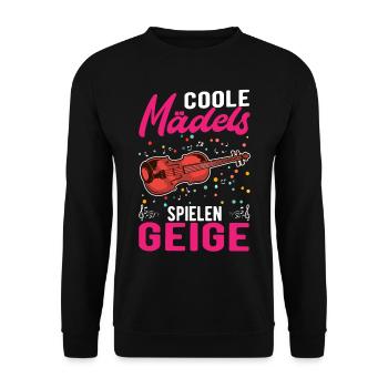 Coole Mädels spielen Geige Violine Geige - Unisex Pullover - Schwarz - Vorne - Alina (178cm) & Michal (187cm)