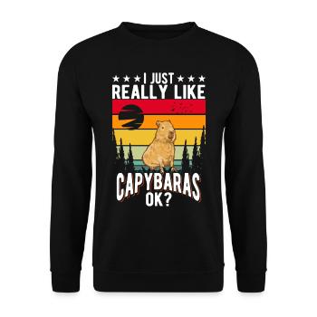 I just really like Capybaras capybara - Unisex Sweatshirt - black - Front - Alina (178cm) & Michal (187cm)