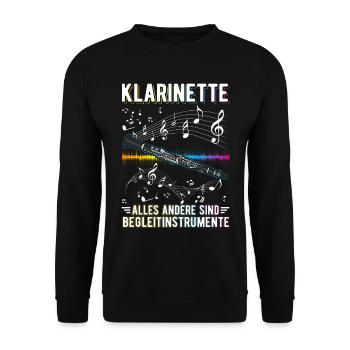 Klarinette Alles andere sind Begleitinstrumente - Unisex Pullover - Schwarz - Vorne - Alina (178cm) & Michal (187cm)
