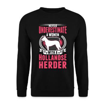 Hollandse Herder Femme Berger Hollandais - Sweat-shirt Unisexe - noir - Devant - Alina (178cm) & Michal (187cm)