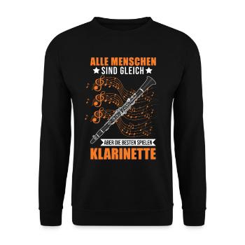 Klarinette Musiker Klarinettist - Unisex Pullover - Schwarz - Vorne - Alina (178cm) & Michal (187cm)