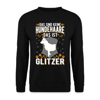 Malinois Glitzer Belgischer Schäferhund - Unisex Pullover - Schwarz - Vorne - Alina (178cm) & Michal (187cm)