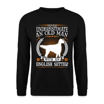 English Setter Old Man Englischer Setter - Unisex Pullover - Schwarz - Vorne - Alina (178cm) & Michal (187cm)