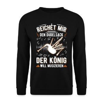 Dudelsack König Dudelsackspieler - Unisex Pullover - Schwarz - Vorne - Alina (178cm) & Michal (187cm)