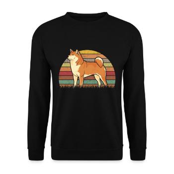 Akita Inu Vintage Shiba Inu Retro - Unisex Pullover - Schwarz - Vorne - Alina (178cm) & Michal (187cm)