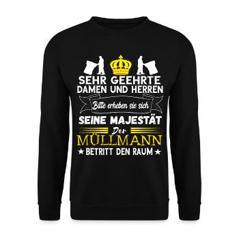 Müllmann Müllfahrzeug Stadtreinigung Müllwagen Fah - Unisex Pullover - Schwarz - Vorne - Alina (178cm) & Michal (187cm)