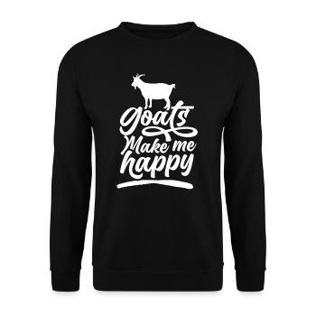 Goats make me happy Animal goat Domestic goat - Unisex Sweatshirt - black - Front - Alina (178cm) & Michal (187cm)