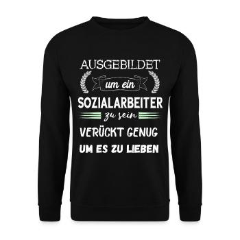 Sozialarbeiter Sozialpädagogik Soziale Arbeit Betr - Unisex Pullover - Schwarz - Vorne - Alina (178cm) & Michal (187cm)