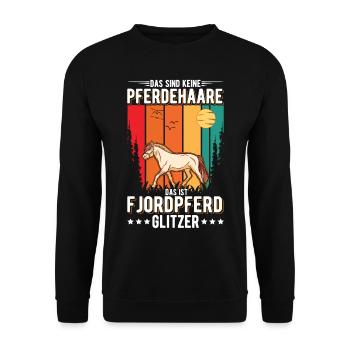 Fjordpferd Glitzer Norweger Pferd Fjord Horse - Unisex Pullover - Schwarz - Vorne - Alina (178cm) & Michal (187cm)