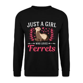 Juste une fille qui aime Ferrets Frettchen - Sweat-shirt Unisexe - noir - Devant - Alina (178cm) & Michal (187cm)