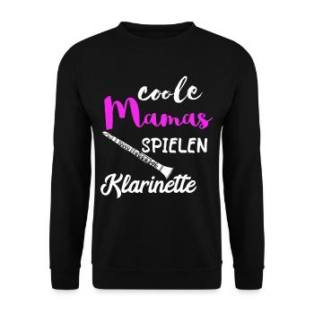 Coole Mamas Spielen Klarinette Musik Klarinettisti - Unisex Pullover - Schwarz - Vorne - Alina (178cm) & Michal (187cm)