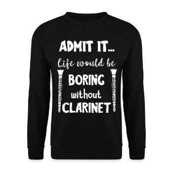 Klarinette Spielen Musik Instrument Spieler Musiks - Unisex Pullover - Schwarz - Vorne - Alina (178cm) & Michal (187cm)