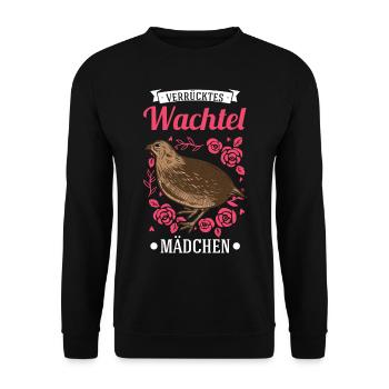Verrücktes Wachtel Mädchen Wachtel - Unisex Pullover - Schwarz - Vorne - Alina (178cm) & Michal (187cm)