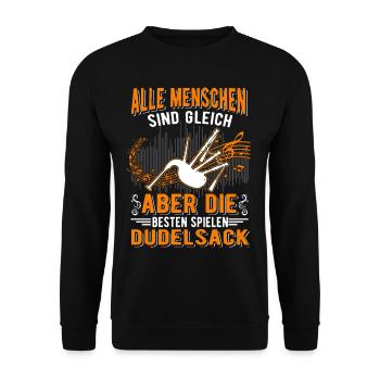 Dudelsack Dudelsackspieler - Unisex Pullover - Schwarz - Vorne - Alina (178cm) & Michal (187cm)