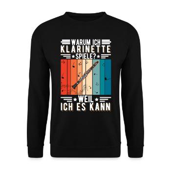 Warum ich Klarinette spiele? Weil ich es kann - Unisex Pullover - Schwarz - Vorne - Alina (178cm) & Michal (187cm)