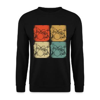 Retro drums design illustration Drummer - Unisex Sweatshirt - black - Front - Alina (178cm) & Michal (187cm)