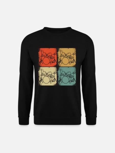 Retro Schlagzeug Design Illustration Schlagzeuger - Unisex Pullover - Schwarz