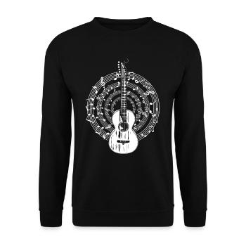 Retro Acoustic Guitar Notes musicales Guitariste - Sweat-shirt Unisexe - noir - Devant - Alina (178cm) & Michal (187cm)