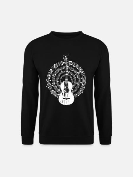 Retro Akustische Gitarre Musiknoten Gitarrist - Unisex Pullover - Schwarz