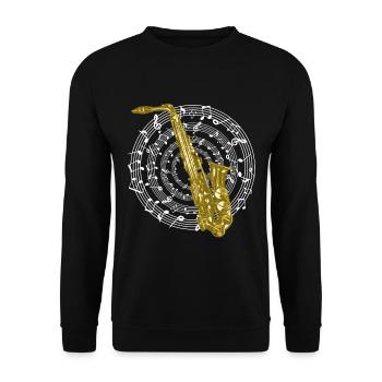 Saxophone Music Design Sheet Music Saxophonist Instrument - Unisex Sweatshirt - black - Front - Alina (178cm) & Michal (187cm)