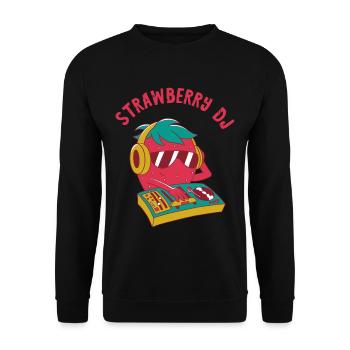 Strawberry DJ Erdbeere Musiker Turntable Plattensp - Unisex Pullover - Schwarz - Vorne - Alina (178cm) & Michal (187cm)