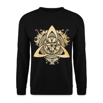 Triquetra Viking Compass Vegvisir Nœud Ornement - Sweat-shirt Unisexe - noir - Devant - Alina (178cm) & Michal (187cm)