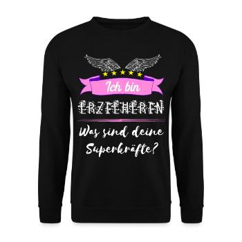 Erzieherin Superkräfte Kindergarten Tagesmutter Su - Unisex Pullover - Schwarz - Vorne - Alina (178cm) & Michal (187cm)
