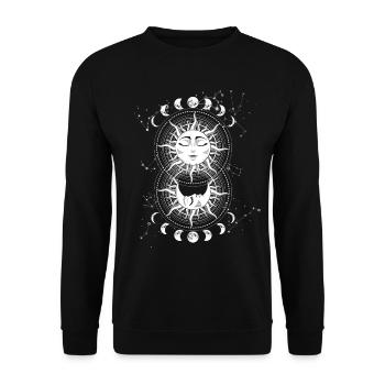 Moon Phases Sun Moon Spiritually Occult Symbols - Unisex Sweatshirt - black - Front - Alina (178cm) & Michal (187cm)